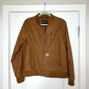 WOMEN'S BOMBER JACKET - RELAXED FIT - RUGGED FLEX - TAN SIZE LARGE